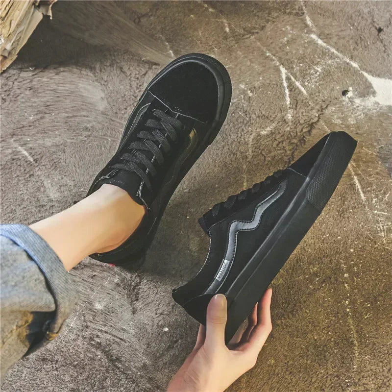 Unisex Canvas Lace-Up Sneakers – Casual Comfort Flat Walking Shoes for Women & Men