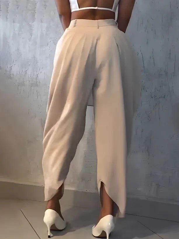 Women's High-Waist Wide-Leg Harem Pants – Loose Ankle-Length, Office & Street Style