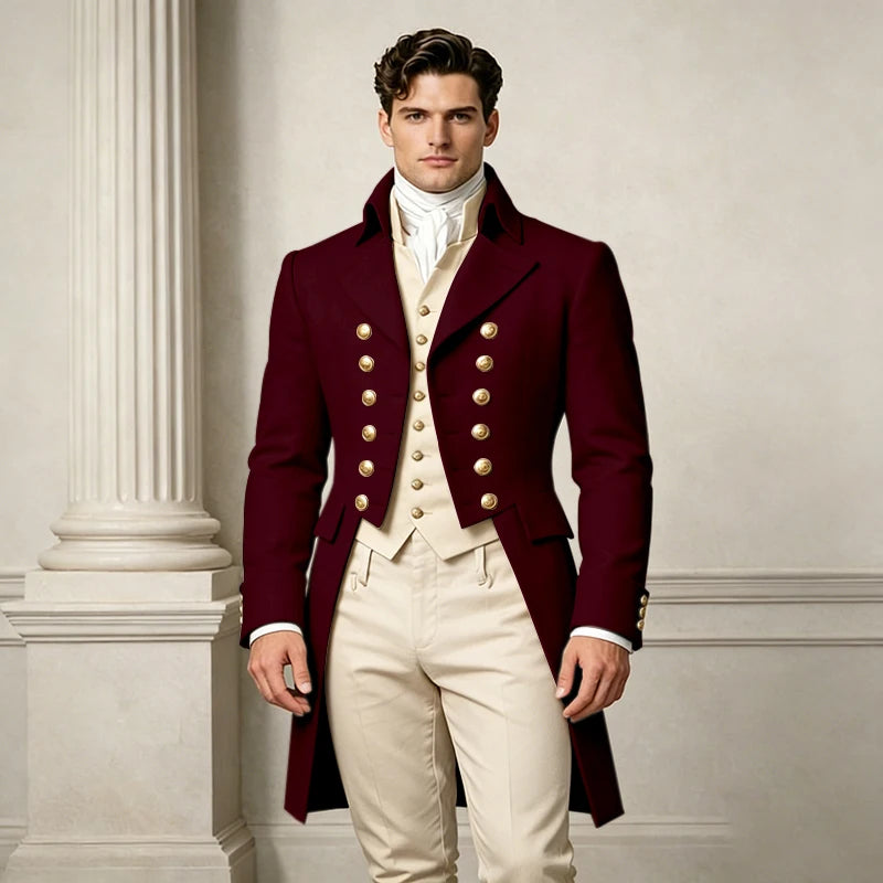 Men's Slim-Fit Double-Breasted Three-Piece Suit
