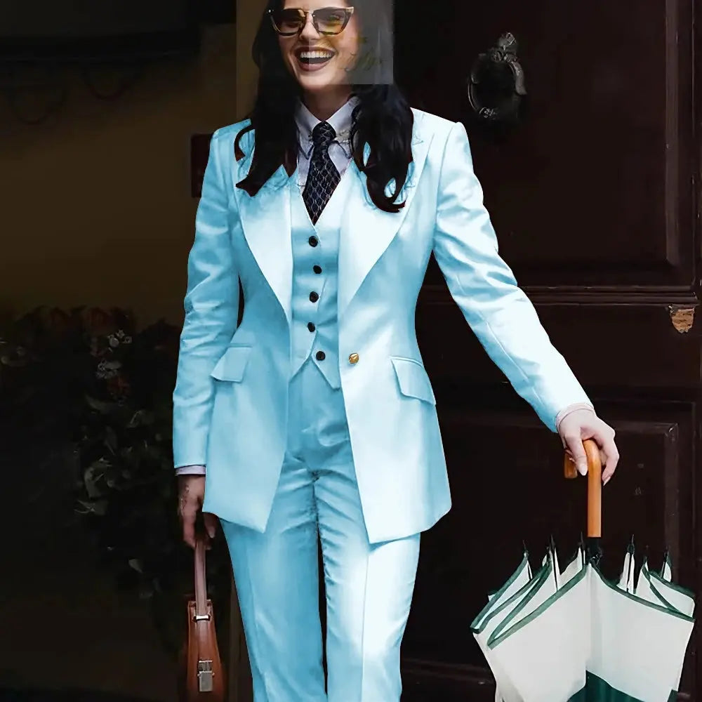 Women's Jacket Pant Sets 3Piece Suit Single Button Professional Outerwears LADYLYS