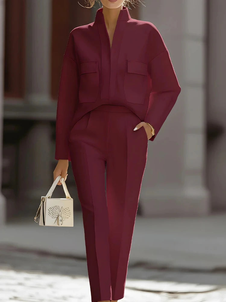 Elegant Versatile Long Sleeve Lapel Pocket Casual Suit Blazer Women LADYLYS