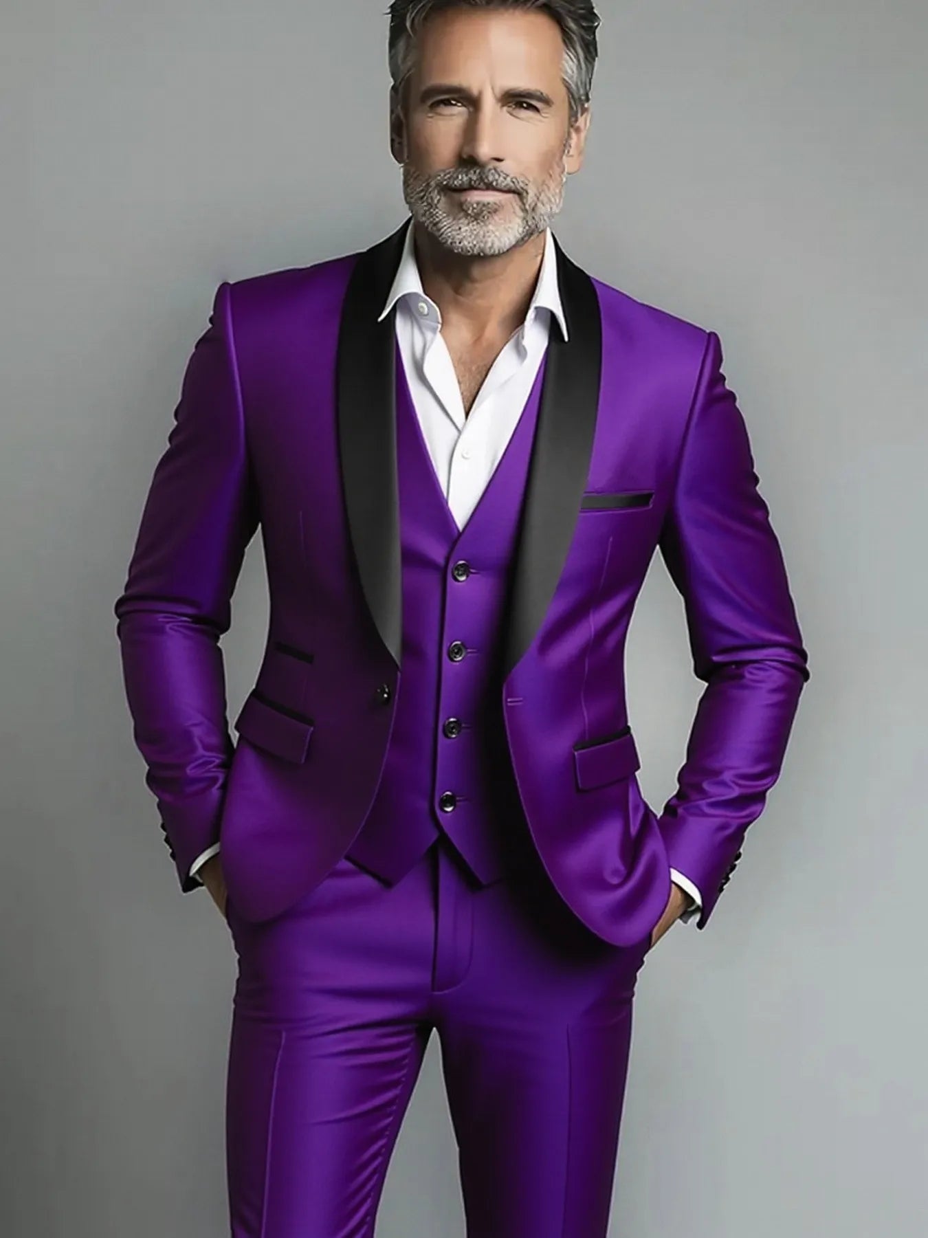 Men's Slim Fit 3-Piece Business Suit – Jacket, Vest & Trousers | Smart Casual