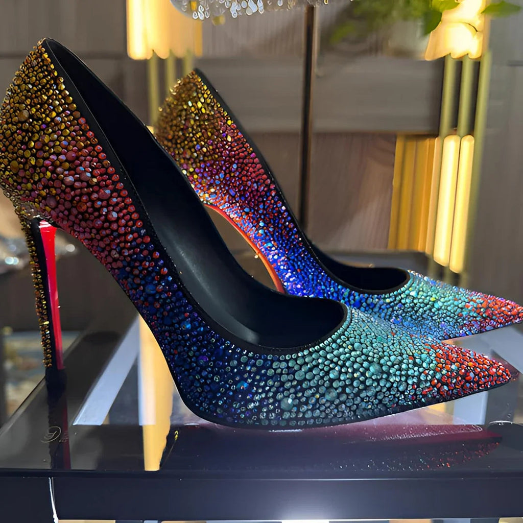 Full Diamond High Heel Pumps Rhinestone Pointed Toe Stiletto Heel Bling Bling Luxury LADYLYS