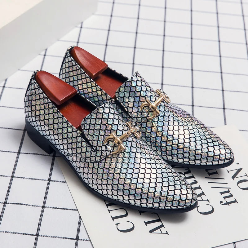 High-end banquet shoes, luxurious gold, pointed toe in genuine leather, large sizes: 38-48 LADYLYS