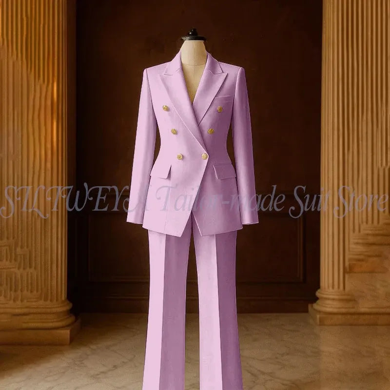 Women's Double-Breasted Blazer & Trousers Set