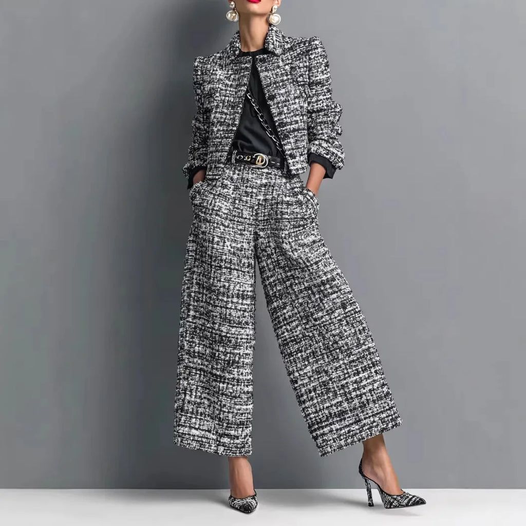 Women's 2-Piece Tie-Dye Set – Long Sleeve Short Jacket & Wide-Leg Pants