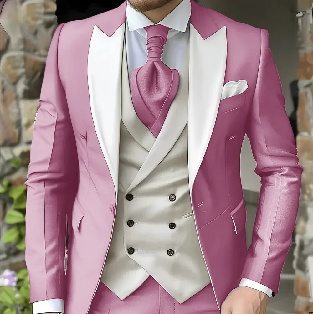 Elegant Peak Lapel Tuxedo 3-Piece Suit LADYLYS