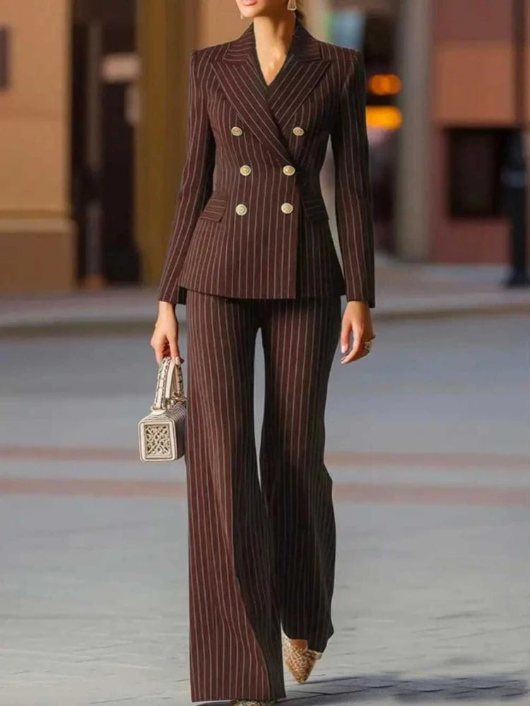Women’s Striped Two‑Piece Business Suit – Blazer and Tailored Trousers LADYLYS