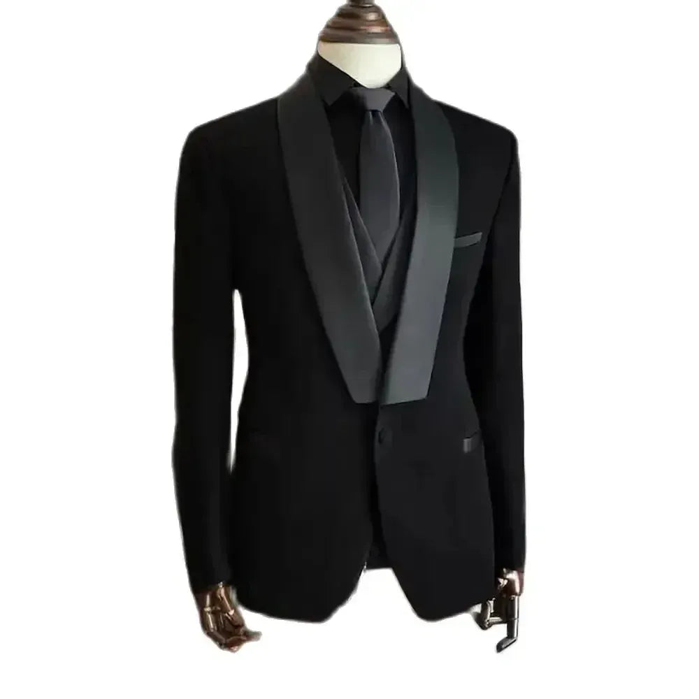 Men's Velvet Three-Piece Slim-Fit Wedding Suit