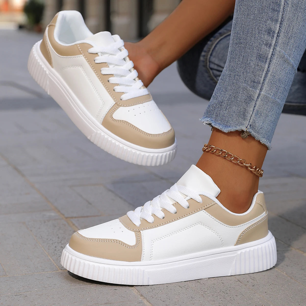 Sneakers Autumn White Lightweight Thick Sole Non Slip Skatebaord Shoes Unisex LADYLYS