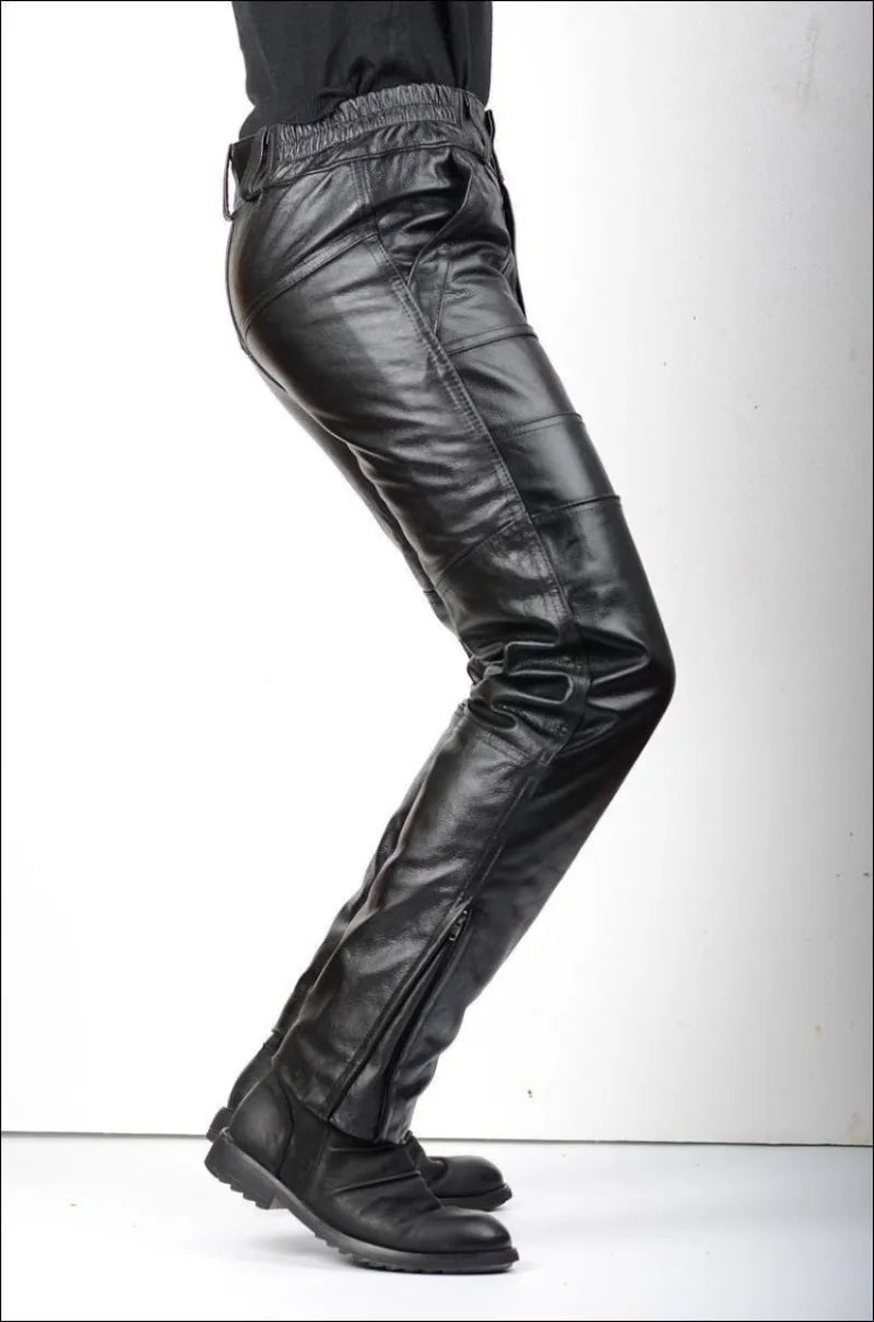 Men's Genuine Leather Biker Pants