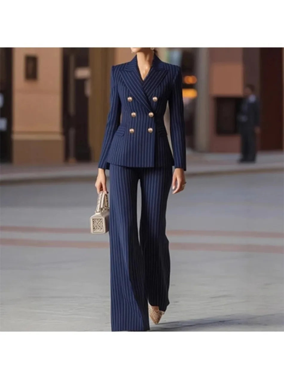 Women’s Striped Two‑Piece Business Suit – Blazer and Tailored Trousers LADYLYS