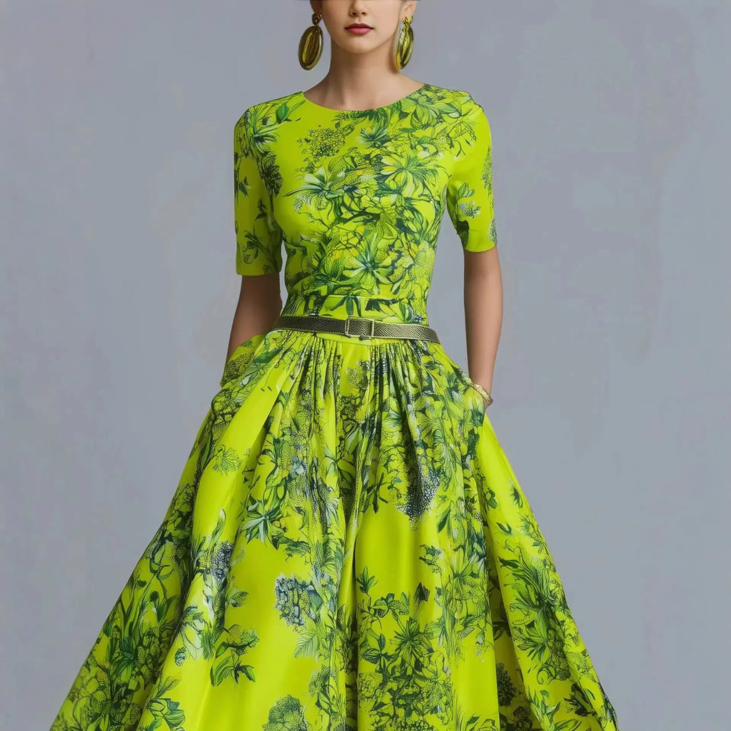 Slimming Invisible Zipper Summer New Style Long A-Line Skirt Dress Elegant Sweet Style LADYLYS