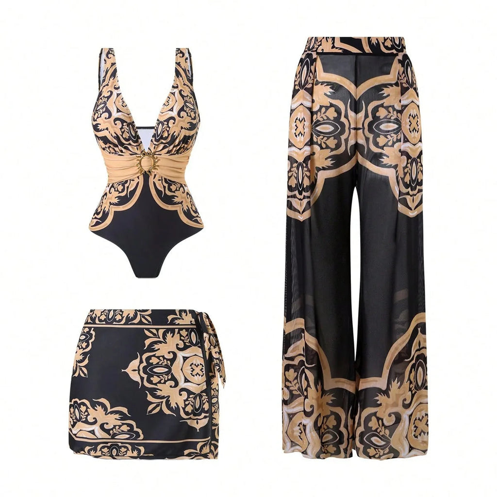 Sexy Three-Piece One-Piece Swimsuit Set Trendy Fashionable Bikini LADYLYS