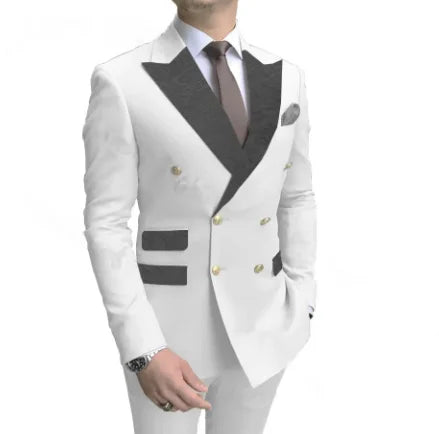 Jacket Pants Gold Buttons Party Tuxedo Dress Double Breasted Men Suits LADYLYS