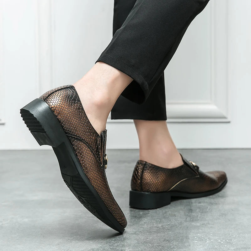 Retro Bronze Loafers Shoes Pointed Luxury Brand Comfortable for Men LADYLYS