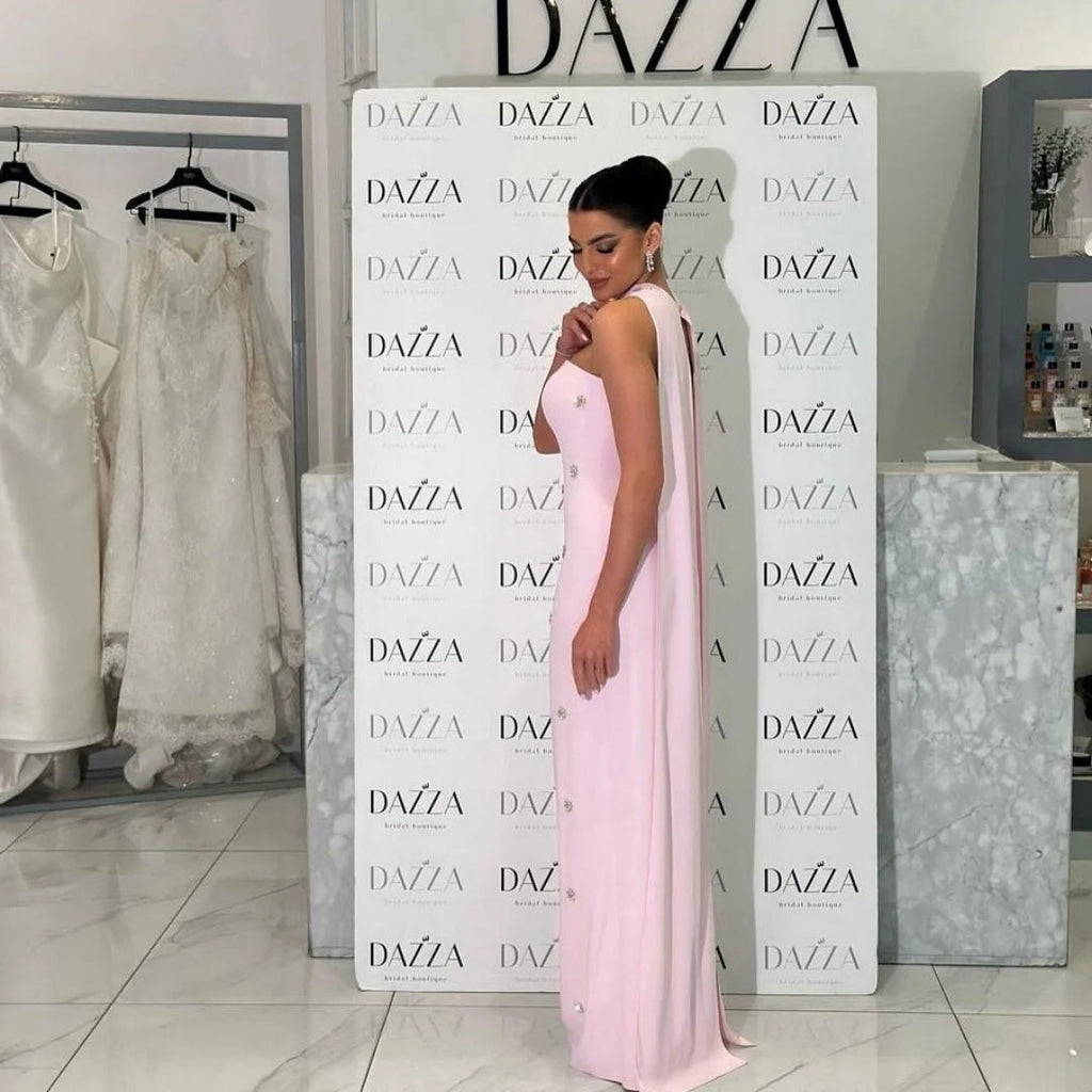 Bella Pink Glitter Long Silk Scarves Strapless Party Dresses Floor-Length LADYLYS