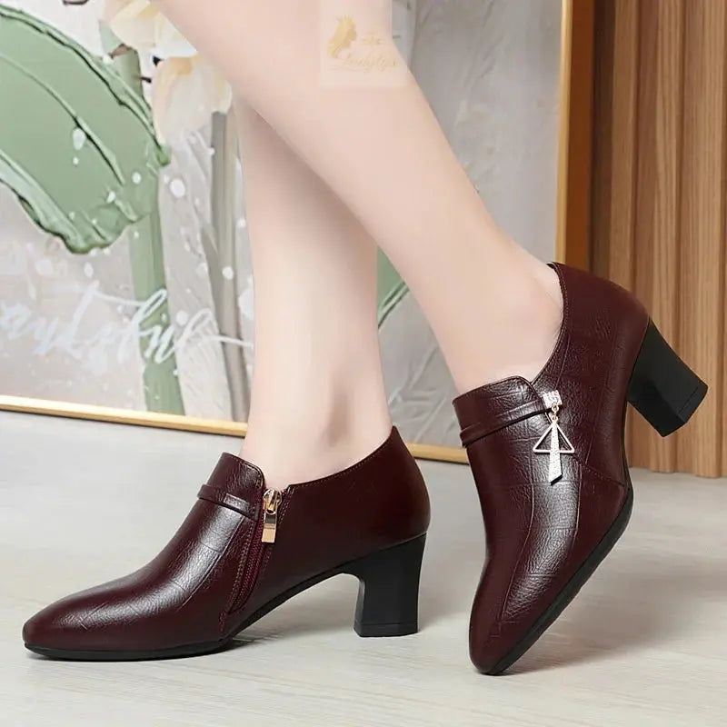 Elegant Deep Mouth Soft Leather Shoes Women Pumps Comfortable LADYLYS