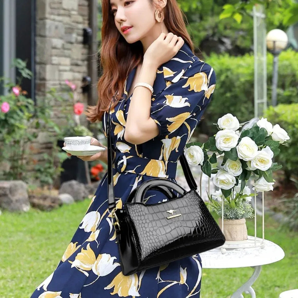 Women's Alligator-Effect PU Crossbody Bag