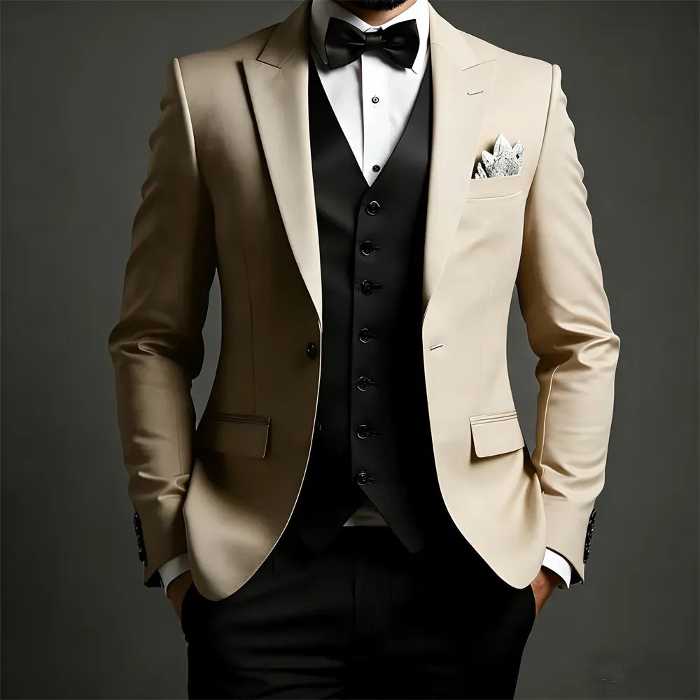 Men's Classic Slim-Fit Three-Piece Suit
