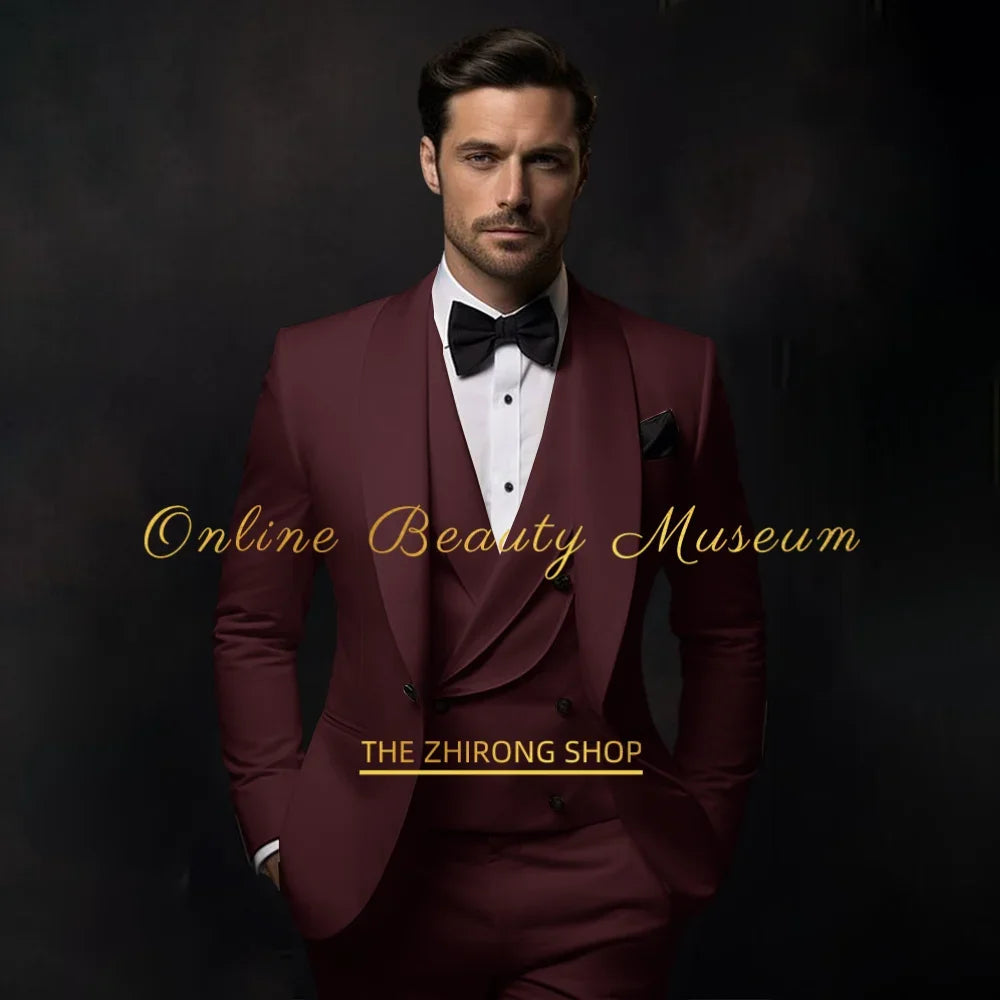 Elegant Ivory Tuxedo Suit for Men 3 piece set Jacket Vest Pants LADYLYS