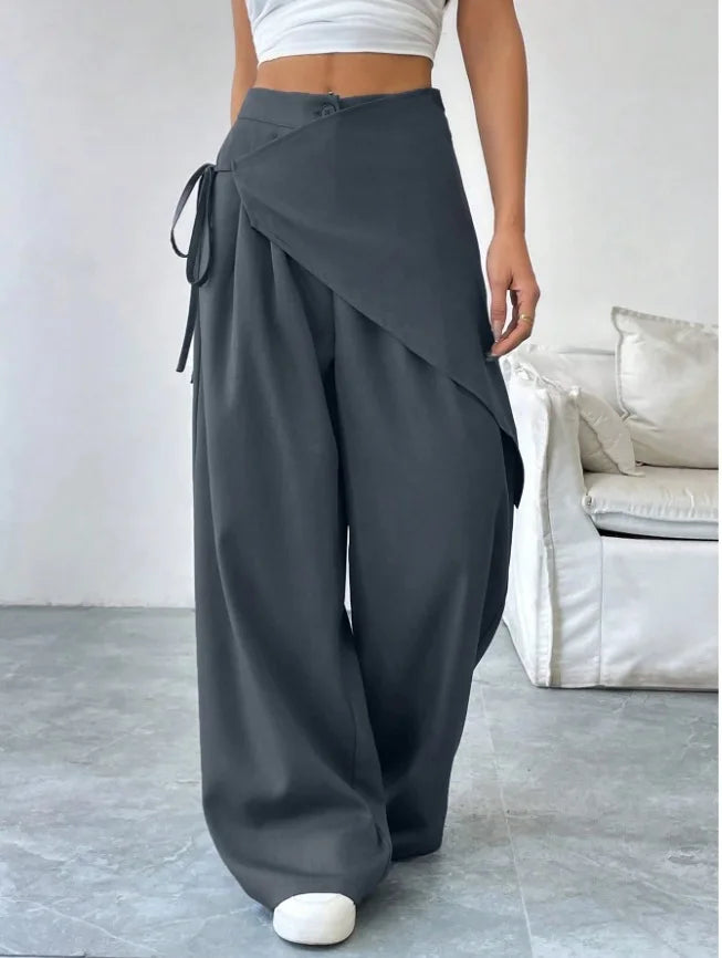 Women's Asymmetrical High-Waist Wide-Leg Pants