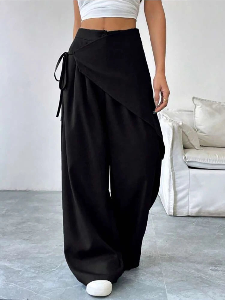 Women's Asymmetrical High-Waist Wide-Leg Pants