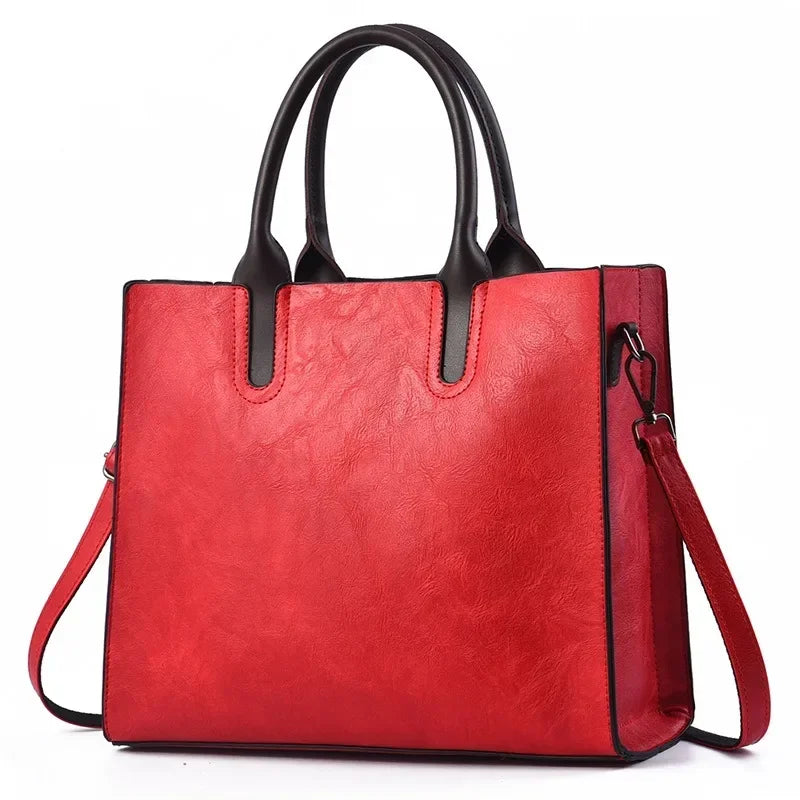 Women's PU Leather Tote Bag – Large Capacity Shoulder Bag