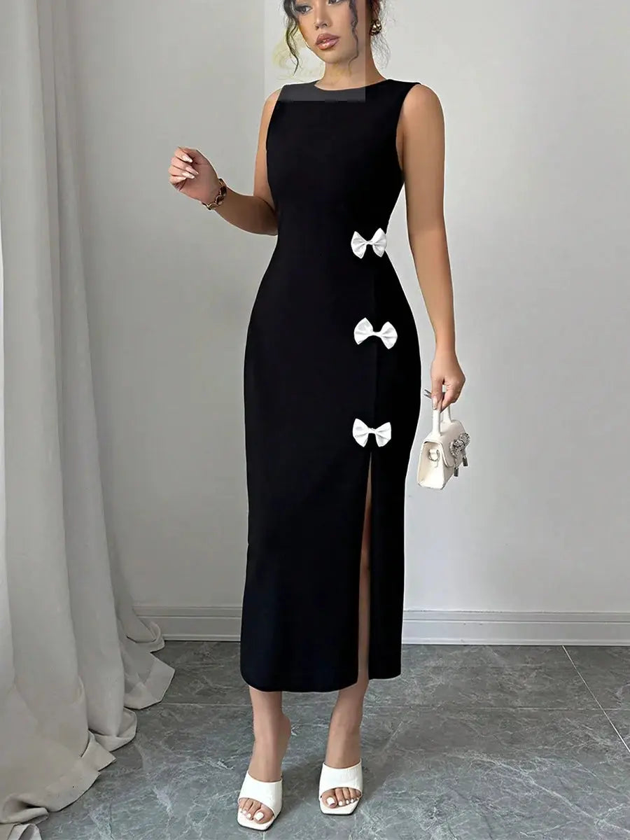 Summer European and American style slim fit dress with bow vest skirt LADYLYS