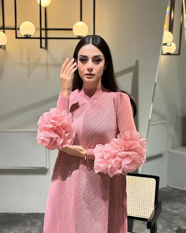 Elegant Evening Party Dresses Classic Long Sleeve Plate Flower LADYLYS