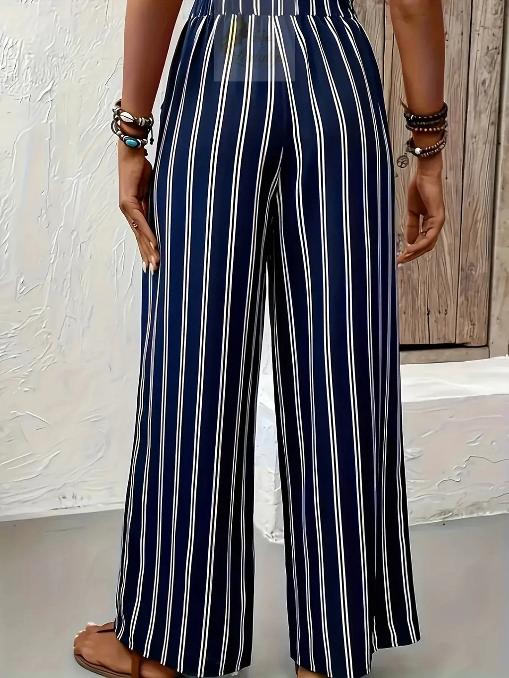 Striped Wide-Leg Pants Women loose Casual LADYLYS