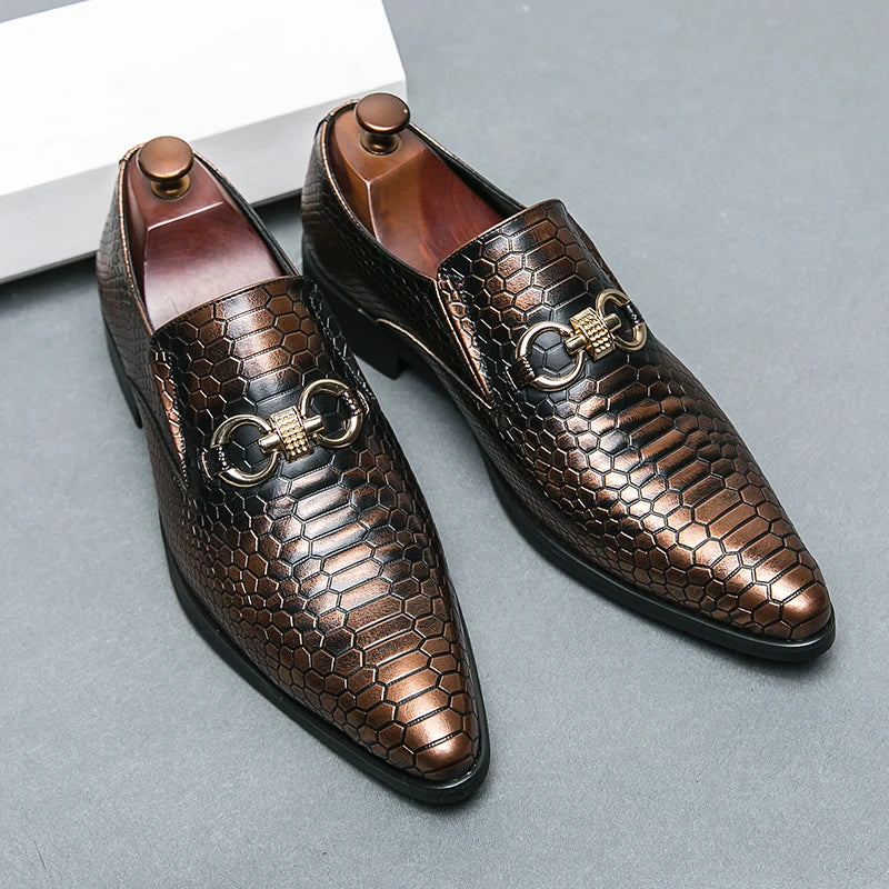 Retro Bronze Loafers Shoes Pointed Luxury Brand Comfortable for Men LADYLYS