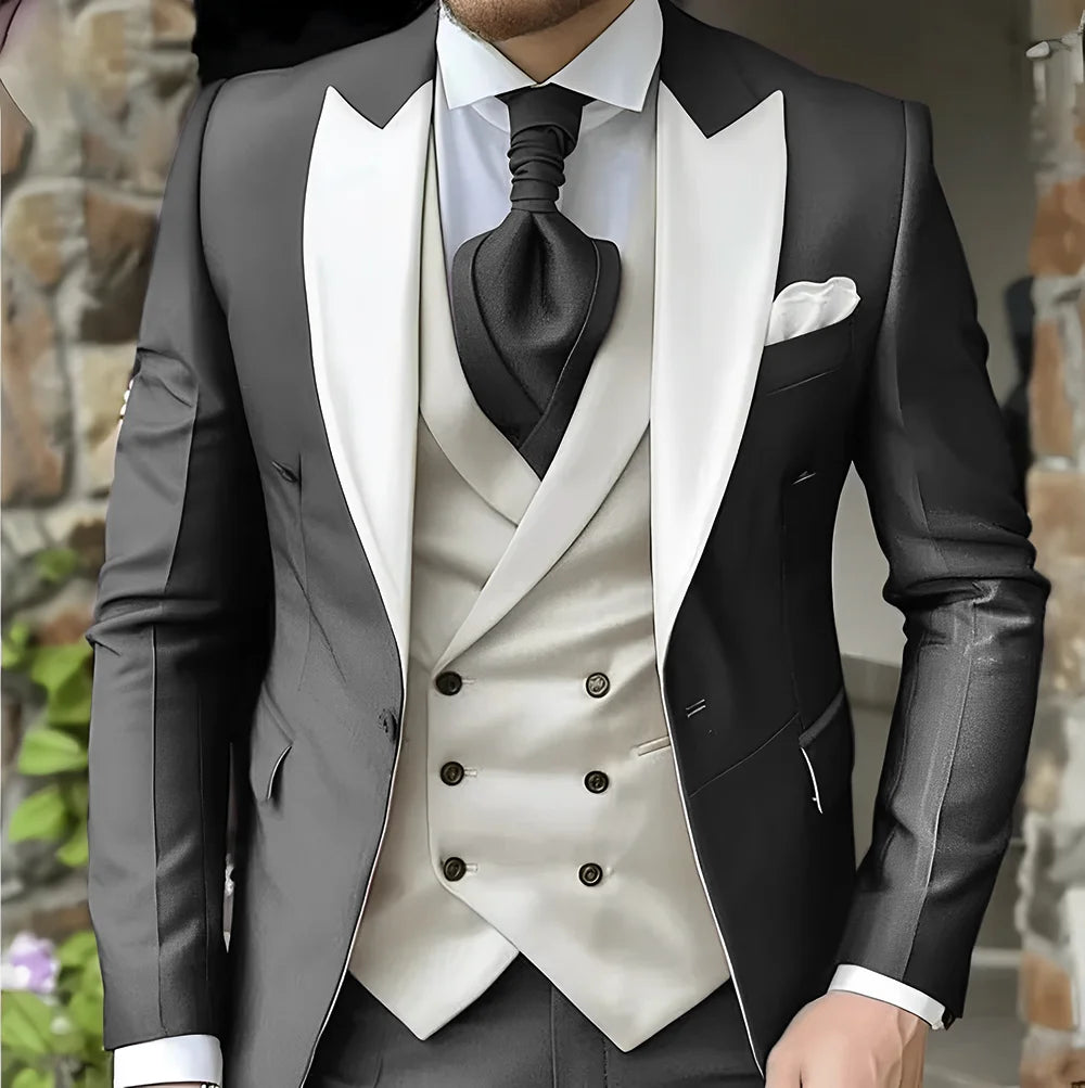 Elegant Peak Lapel Tuxedo 3-Piece Suit LADYLYS