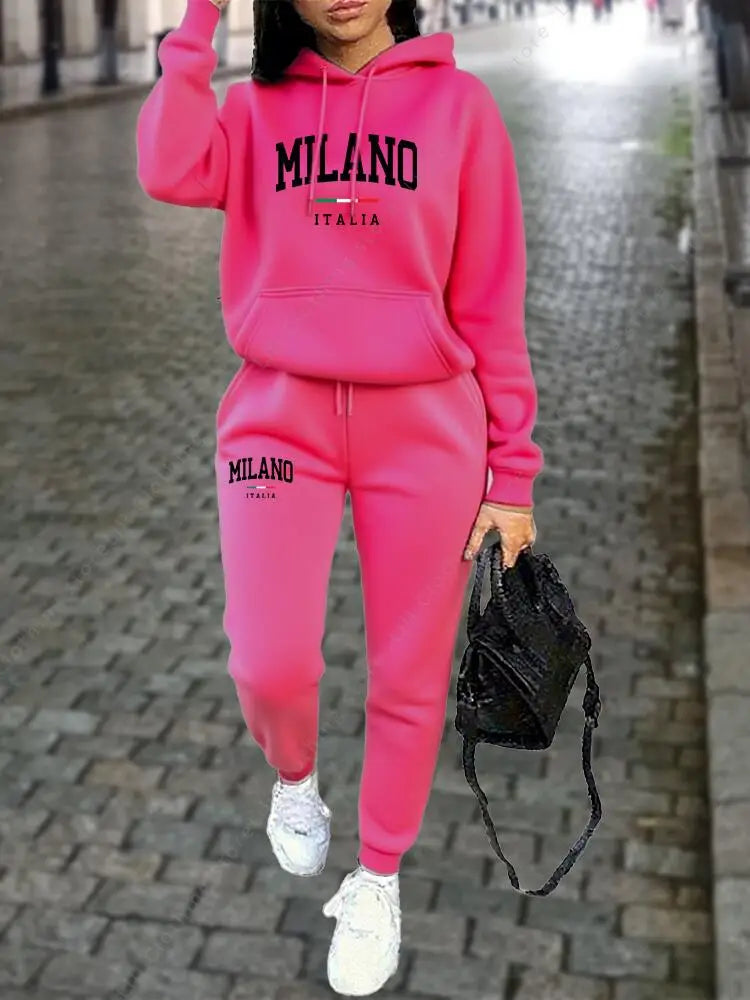 MILANO Women's Premium Hoodie & Sweatpant Tracksuit — 2-Piece Autumn Winter Outfit