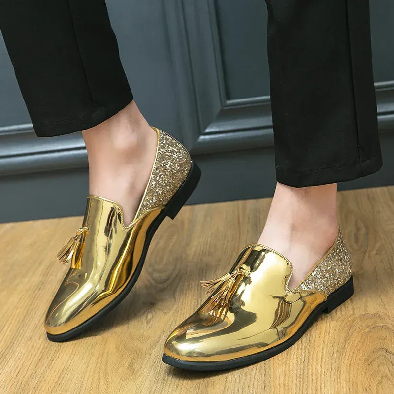 Men's Pointed-Toe Patent Loafers