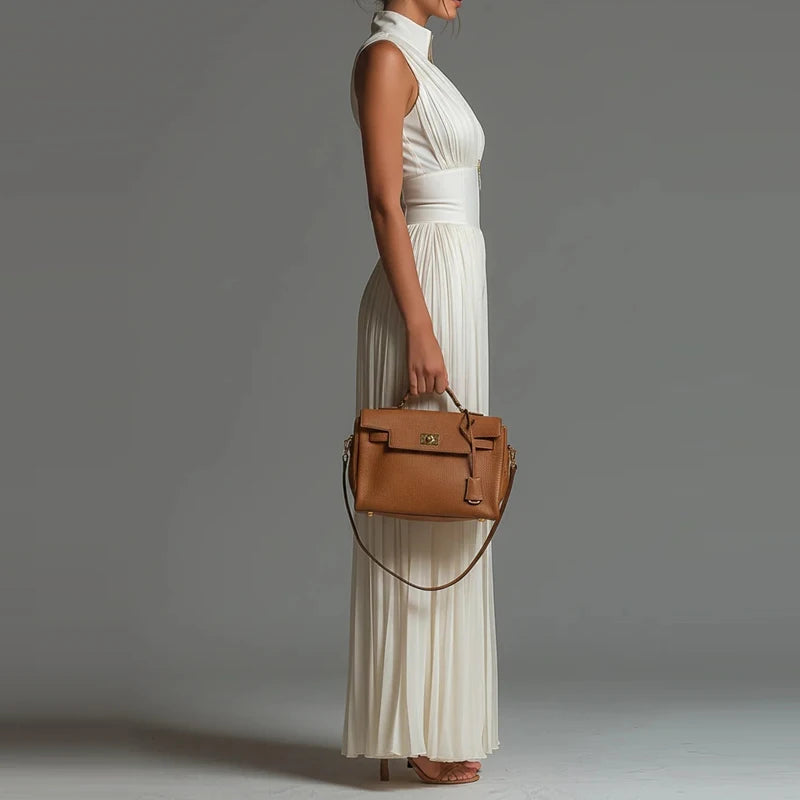 Elegant Lady Zipper Wide Leg Playsuits Stand Collar High Waist Pleat Jumpsuit LADYLYS