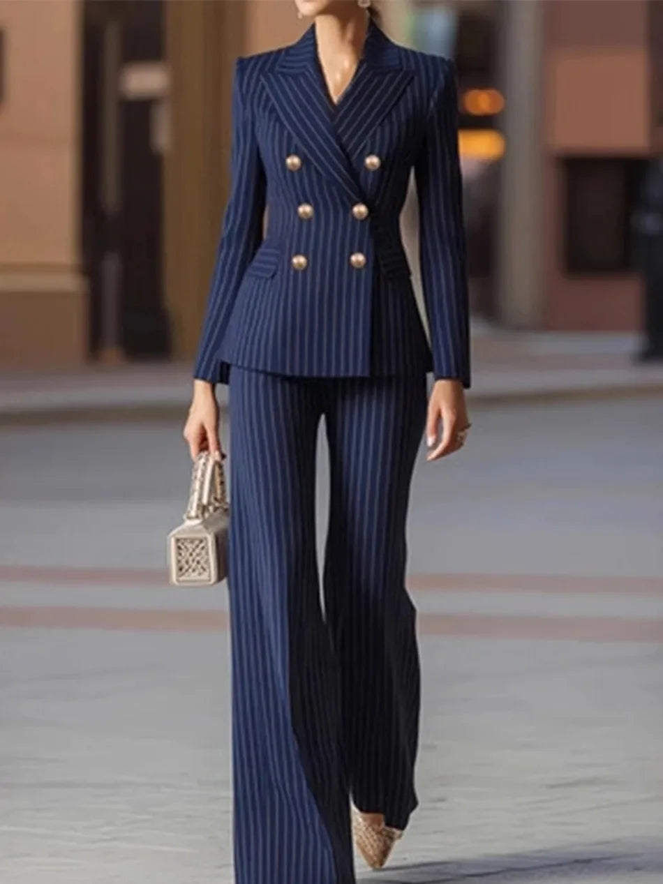 Women’s Striped Two‑Piece Business Suit – Blazer and Tailored Trousers LADYLYS
