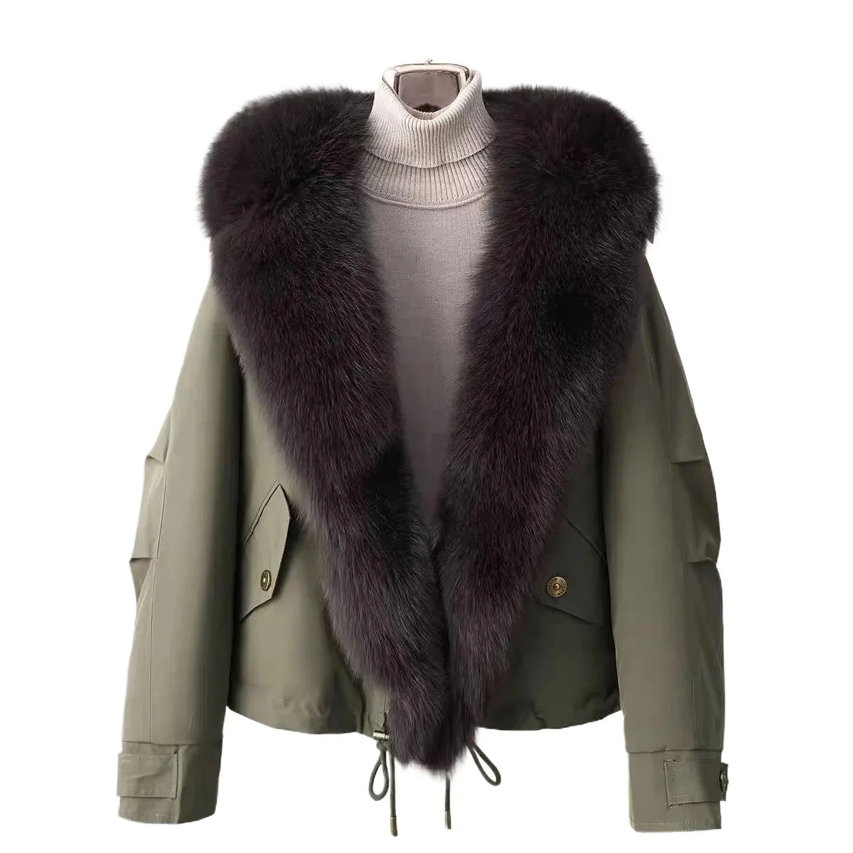 Women's Short Padded Jacket – Fur Collar, Slim Fit, Zip-Up Winter Coat