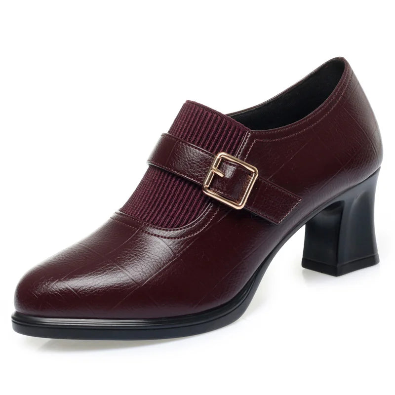 Women's Mary Jane Pumps – Pointed Toe Square Heel Slip-On Heels for Office & Daily Wear