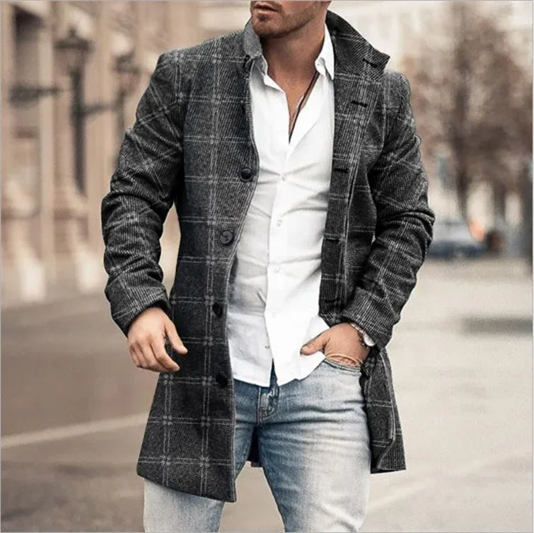 Men's Woolen Overcoat for Autumn and Winter Korean Style Fashionable LADYLYS