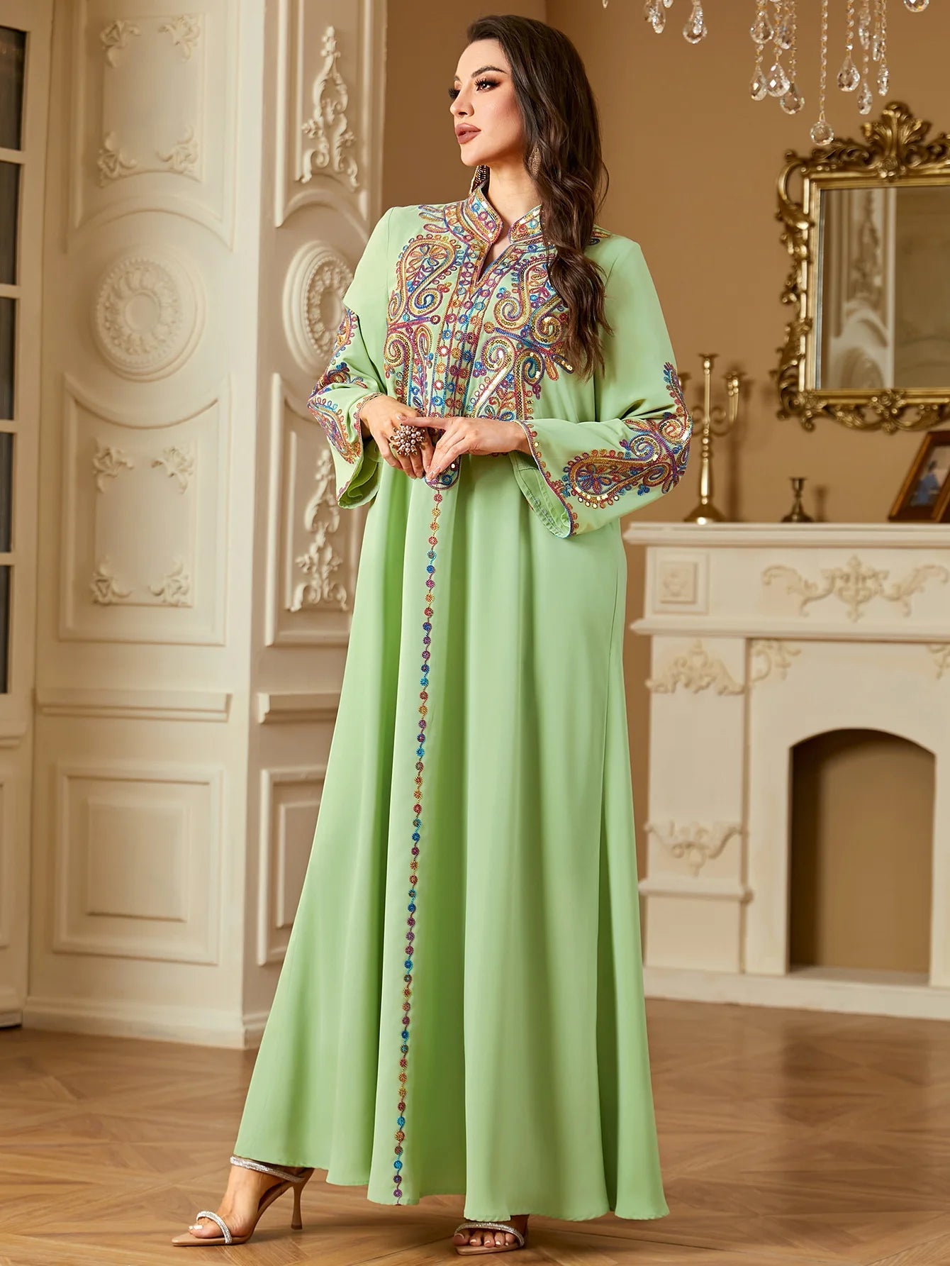 Muslim Eid Dress for Women Embroidery Abaya Party Caftan LADYLYS