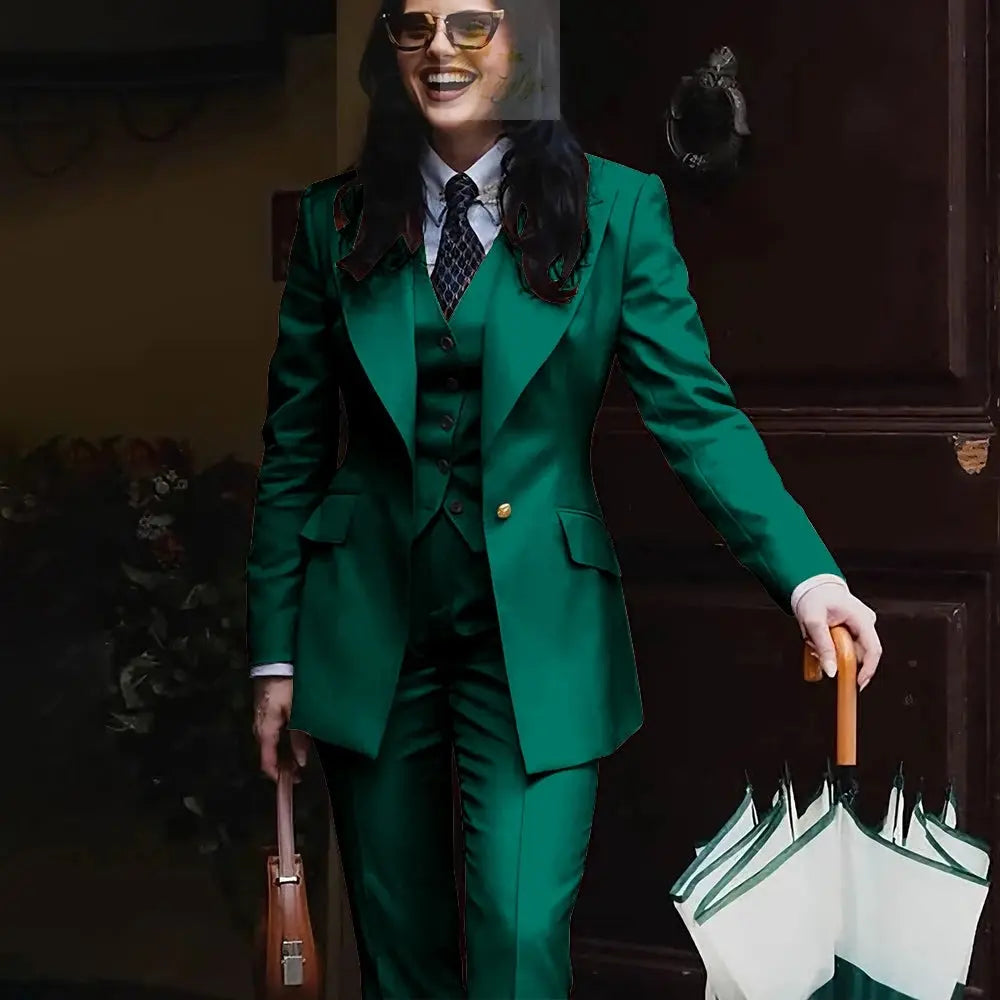 Women's Jacket Pant Sets 3Piece Suit Single Button Professional Outerwears LADYLYS