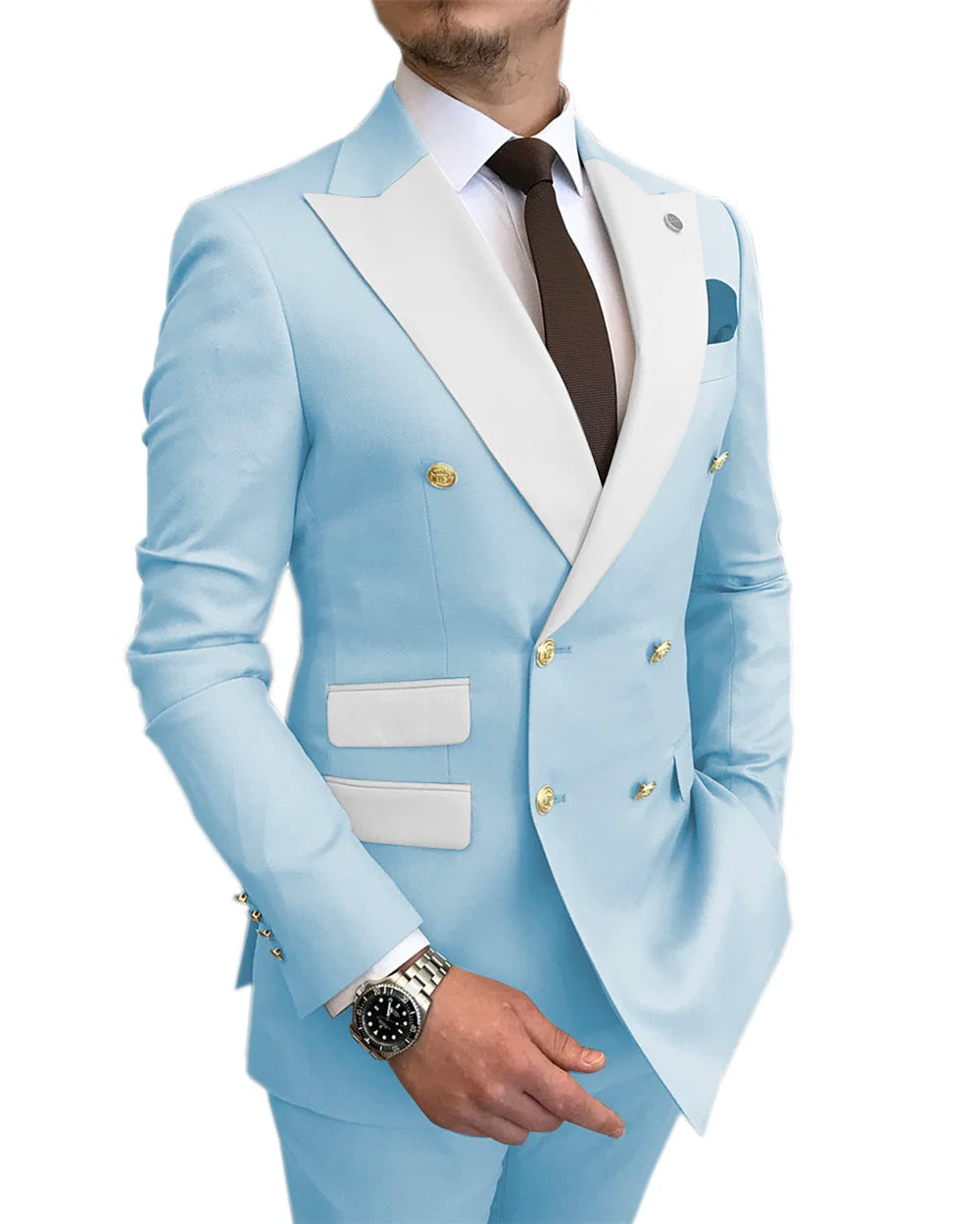 Double Breasted Tuxedo - Gold Button Suit Men