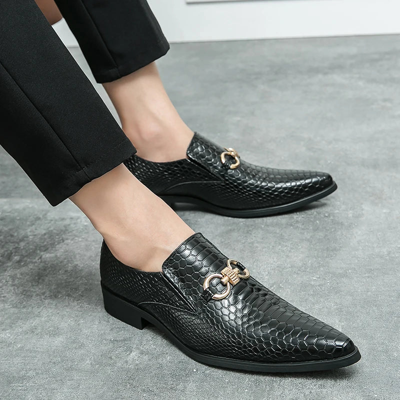 Retro Bronze Loafers Shoes Pointed Luxury Brand Comfortable for Men LADYLYS