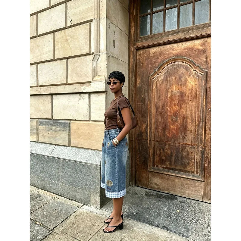 Women's Vintage Wide-Leg Jeans – High Waist, Straight Leg, Y2K Streetwear