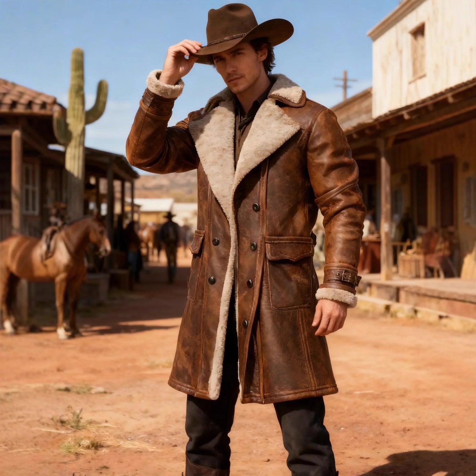 Men's Retro Mid-Length Overcoat – British Style Slim Lapel Jacket
