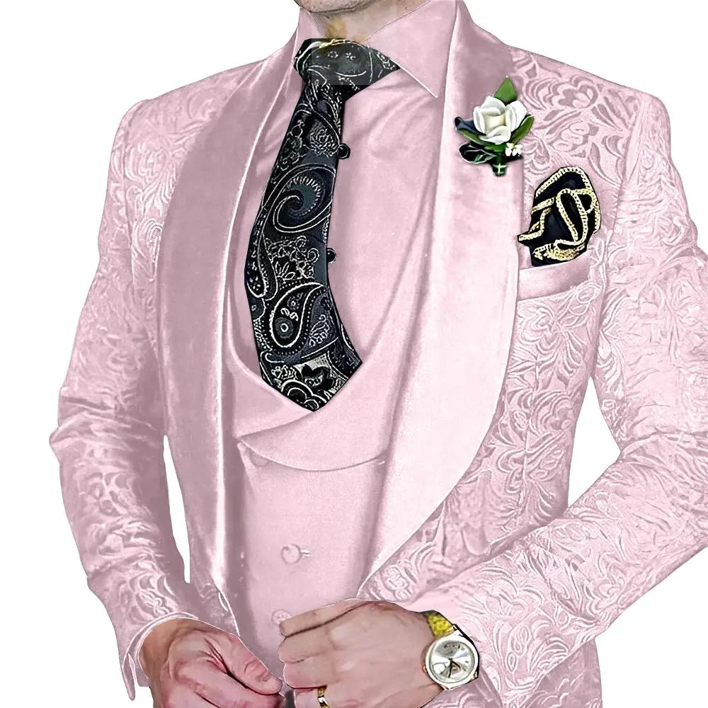 Elegant, high-quality 3-piece Jacquard suit set for men LADYLYS