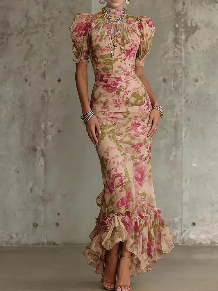 Maxi Dresses Elegant Fashion Sexy Bodycon Floral Long LADYLYS