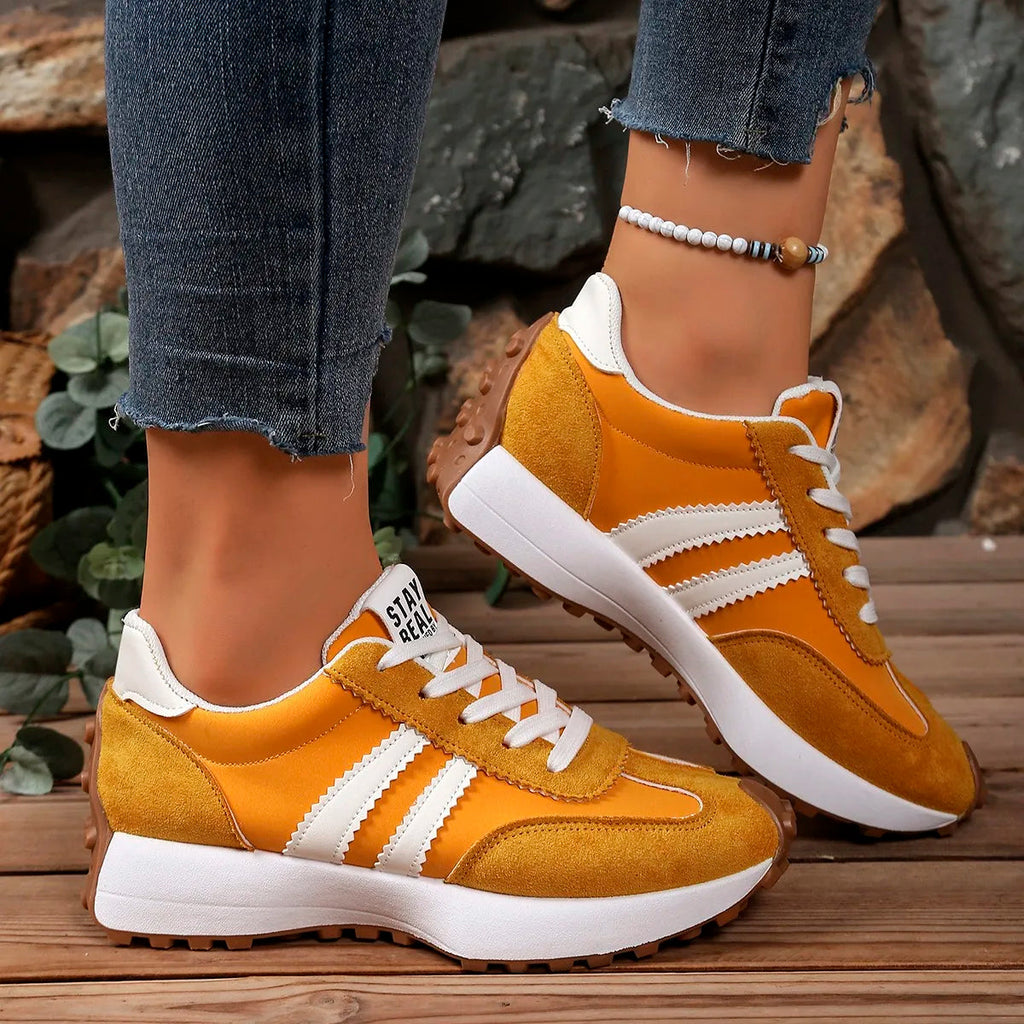 Style Elegant Lace Up Casual Spring/Autumn Round Toe Thick Sole Anti Slip Comfortable Sports Shoes LADYLYS