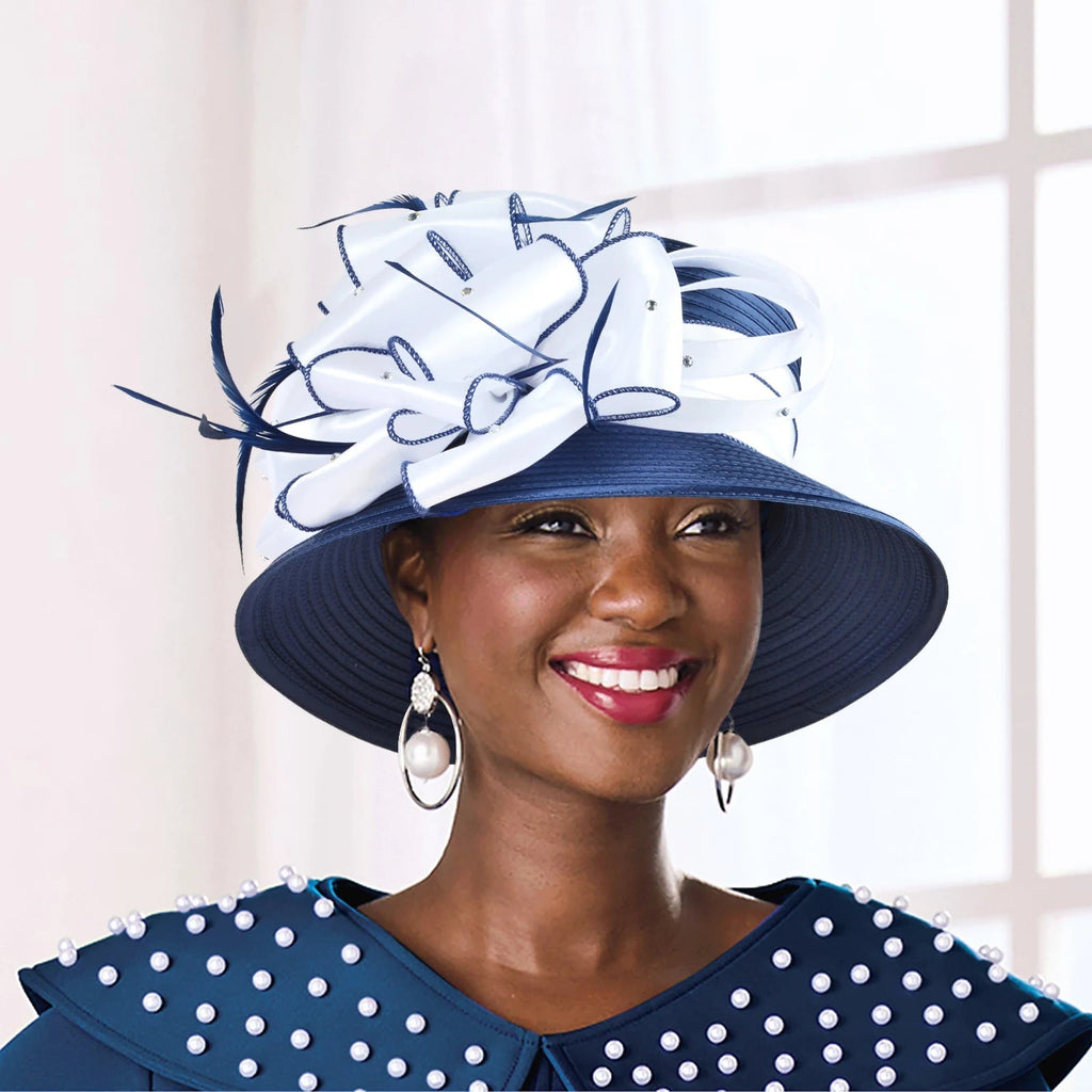 Elegant Satin Braid Church Hat for Women with Detachable Fascinator LADYLYS
